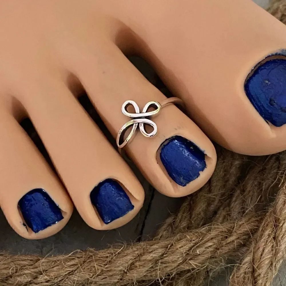 Sterling Silver Cross Toe Ring Mid Ring - Picture 2 of 3